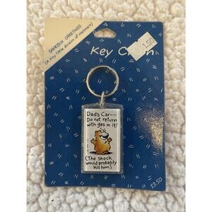 Vtg New SHOE BOX GREETINGS Hallmark Bear Keychain Approx 1.5"x2"Dad's Car Do Not